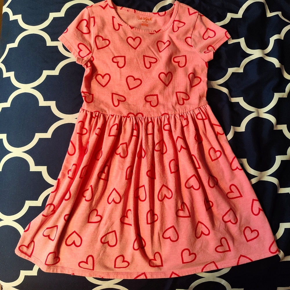 Cat & Jack Pink Heart Dress - Size M (7/8)